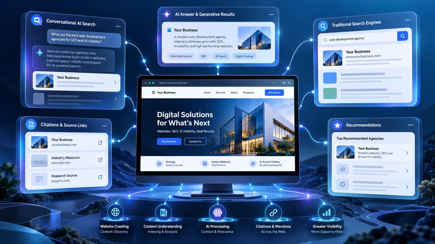 Business website visibility in ChatGPT Google AI Mode and Perplexity