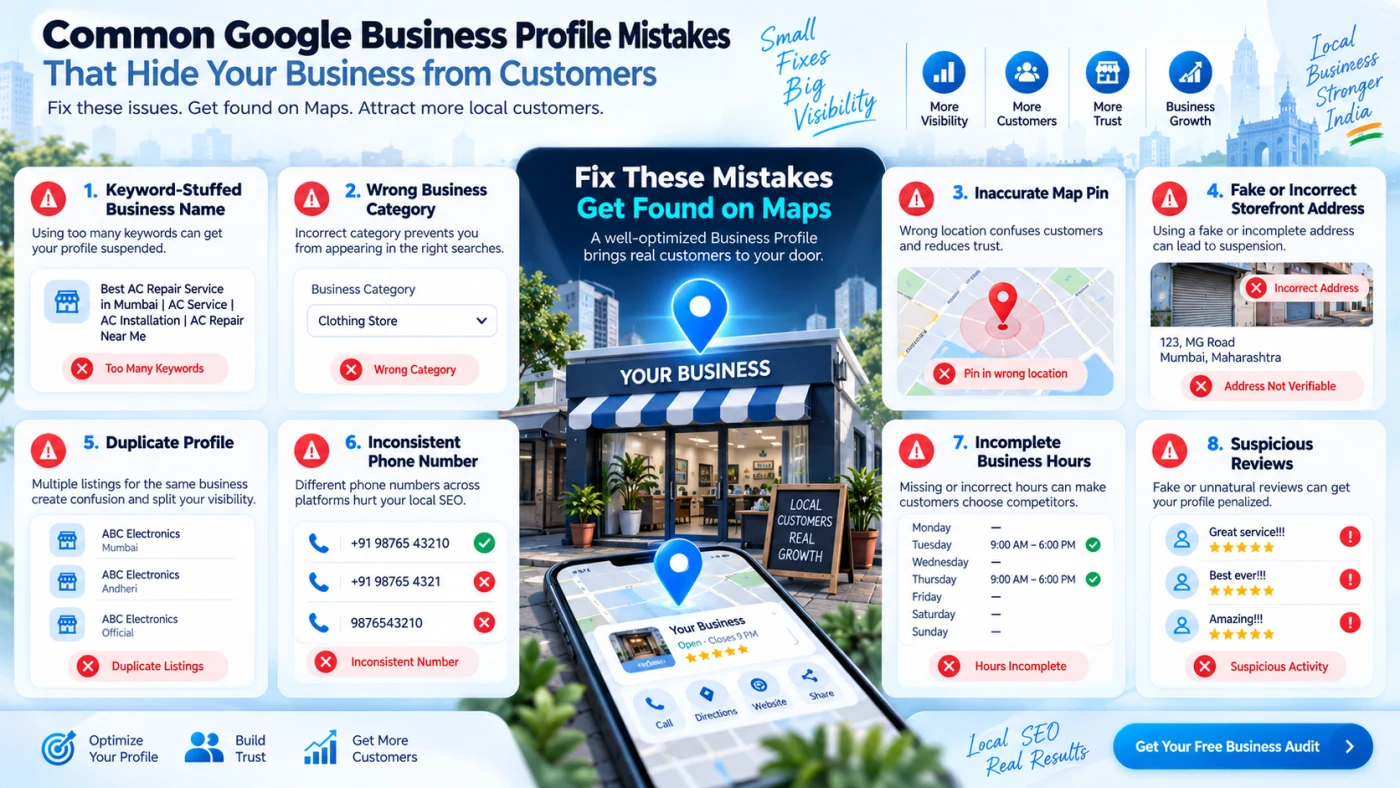 Common Google Business Profile mistakes with names, categories and business information
