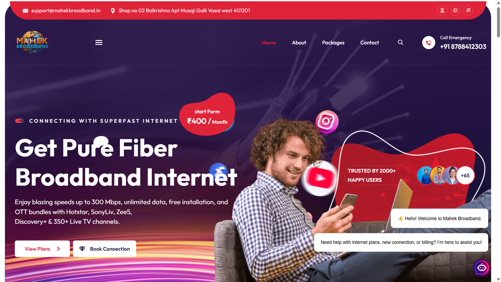 Mahek Broadband - Webtrix Innovations Project