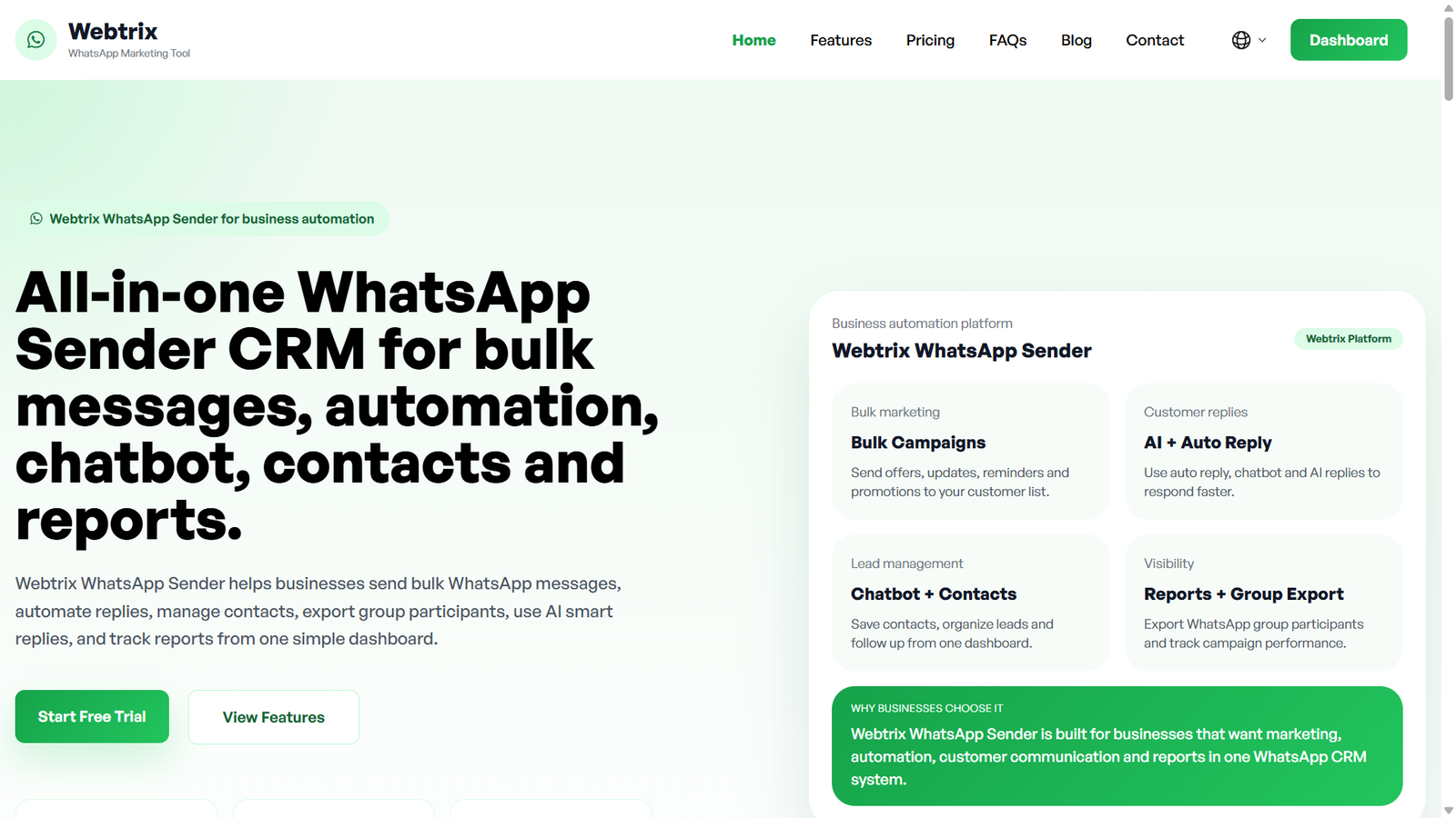 Webtrix WhatsApp CRM - Webtrix Innovations Project