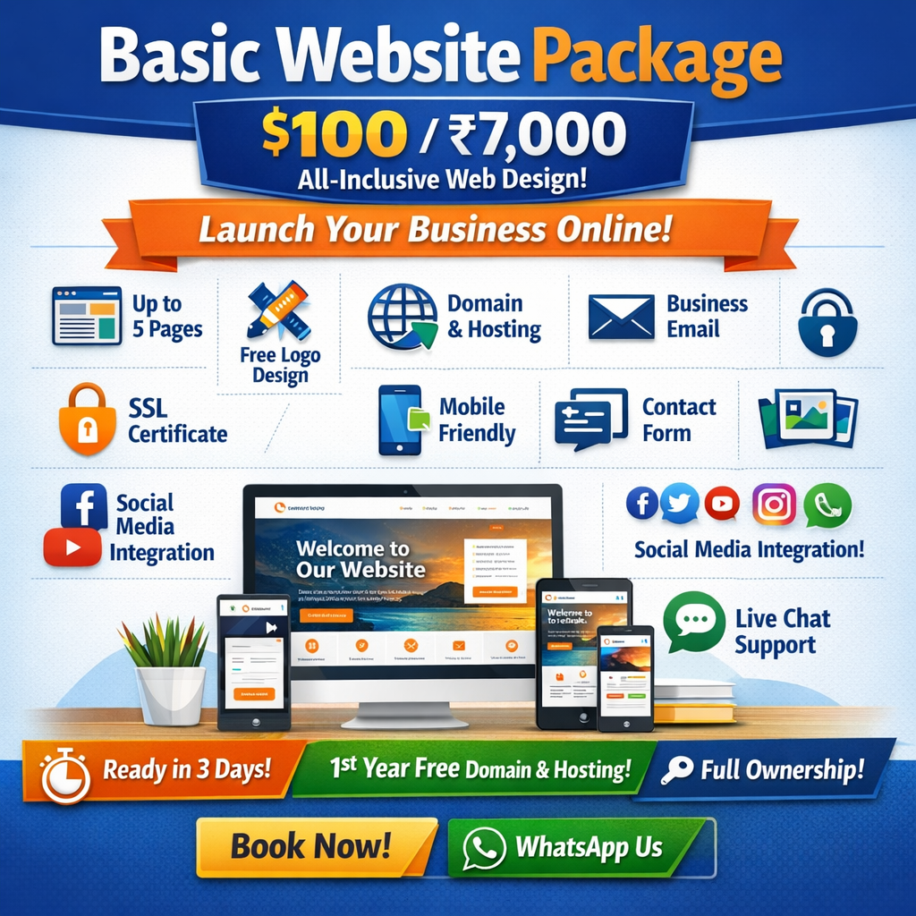Basic Website Package - - Everything You Need to Start Online — Website, Domain, Hosting & More! | Basic Website Package Basic Website Package - - Everything You Need to Start Online — Website, Domain, Hosting & More!